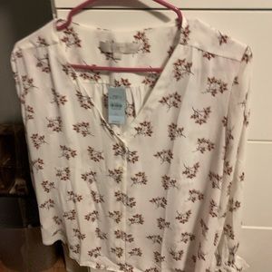 Ann Taylor Loft Floral Print Blouse Size PL NWT